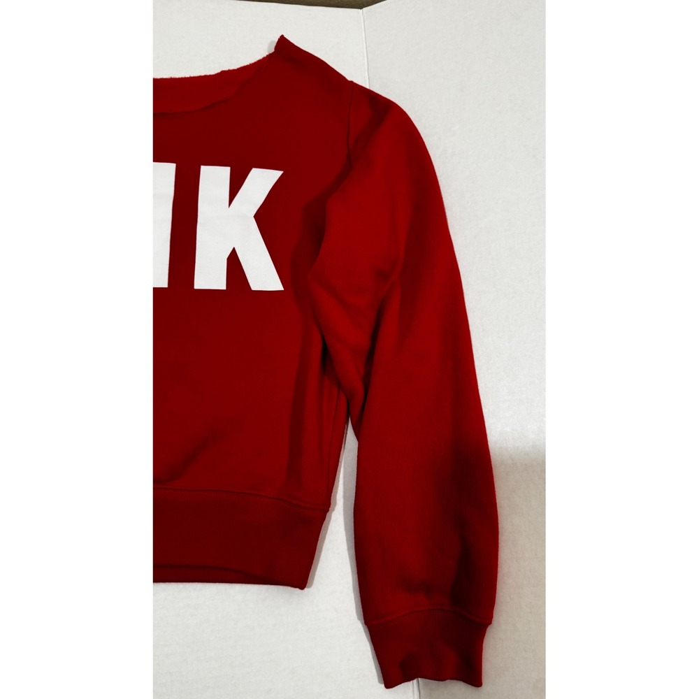 Victoria Secret PINK sweat shirt size small red Y2K, 2000's, off the shoulder - Picture 3 of 4